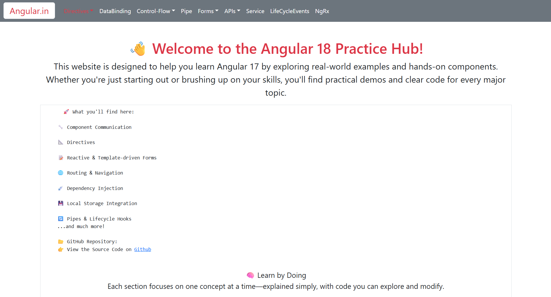 Angular practice hub